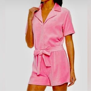 Juicy Couture Pink Velour Shorts Romper Size XL